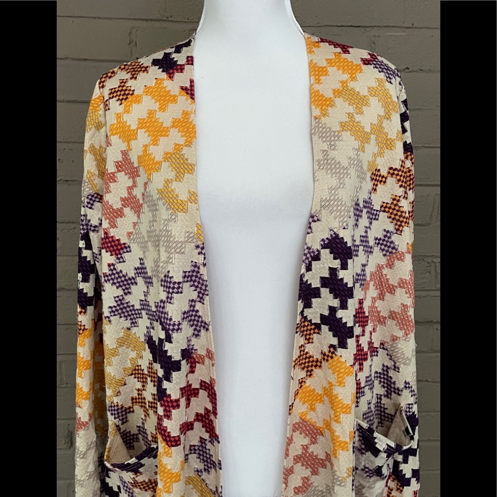 Lula Roe Open Front Modern Patchwork Duster L - image 4